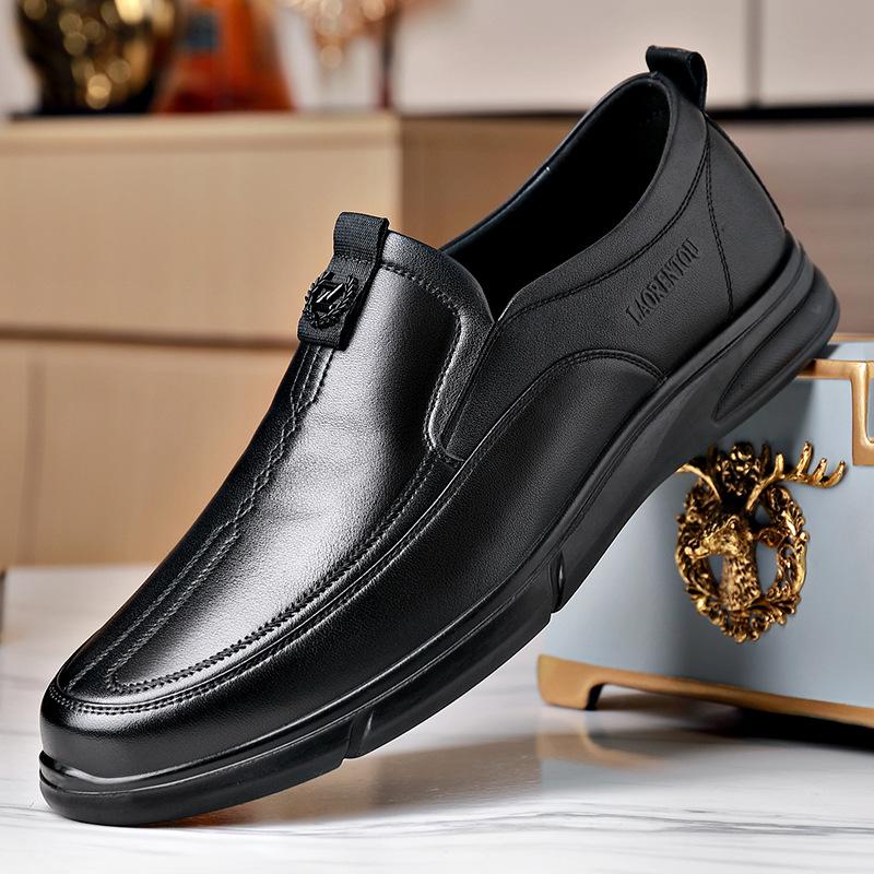 

Пожилые туфли из натуральной кожи, мужские, первый слой воловьей кожи, деловые, нарядные, высококлассные, мужские, из натуральной кожи, на одной педали, с мягкой подошвой, кожаные туфли 38