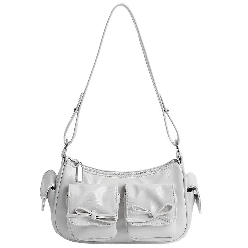 

Fashion bow underarm bag women s summer new casual versatile locomotive bag single shoulder hand bag білий
