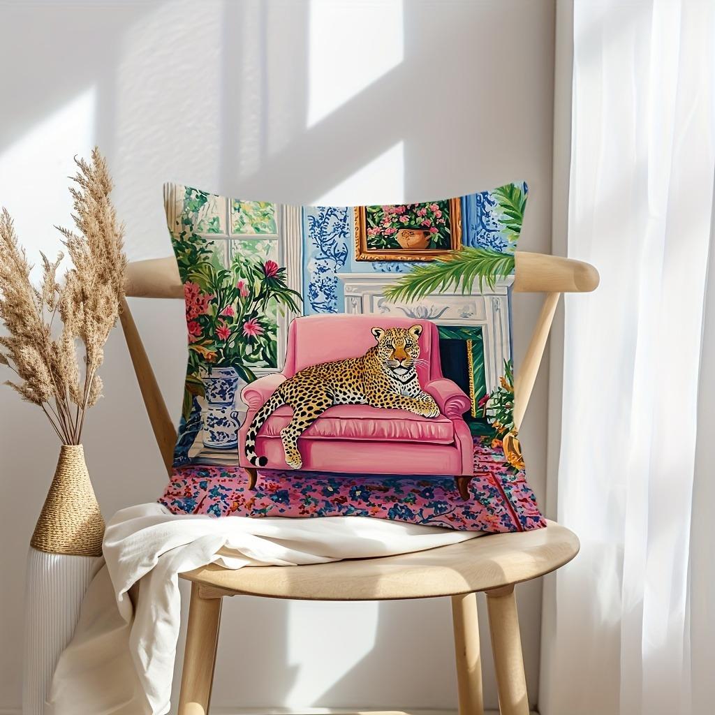 Leopard Flower Flamingo Pattern Printing Pillowcase Home Room Decoration Pillow Cover Living Room Sofa Cushion Cover