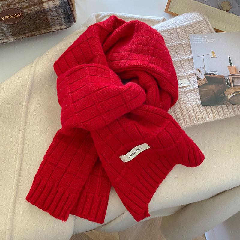 Women Warm Knitted Wool Scarf For Winter Solid Color Thickened Shawl Soft Scarves Cashmere Pashmina Neckerchief Blanket
