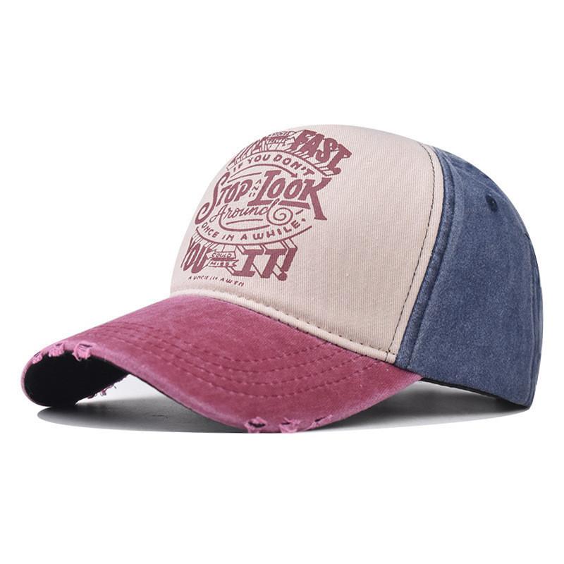 Washed Cap Baseball Old Letters Printed Cap Cotton Sunshade Material