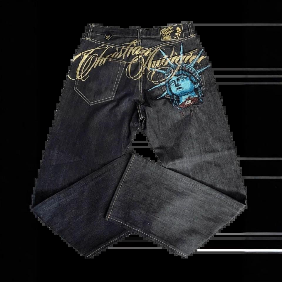 Cross-border Street Vintage Y2k Free Muse Like Hot Diamond Jeans Women's High Waist Straight Casual Denim Trousers