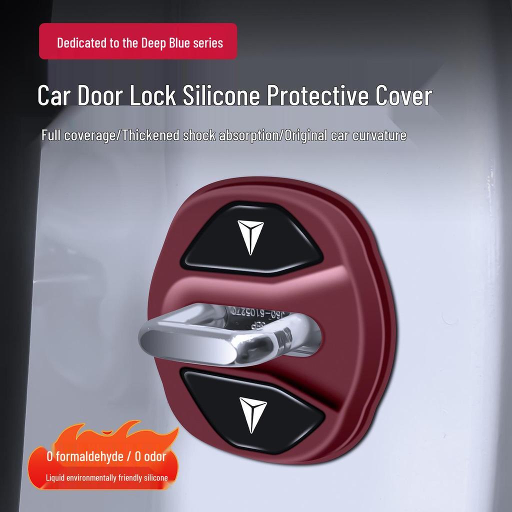 Deep Blue Silicone Car Door Lock Protective Sleeve & Shock Absorbing Pad (Models: S05, S07, S09, L07, SL03, G318).