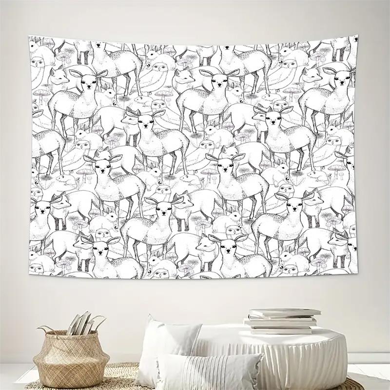 unframed Boho Tapestry Wall Hanging Nature Deer Forest Animals Aesthetic Room Decor Vintage Home Decor Dorm Room Wall Art Large