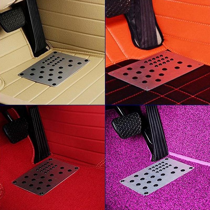 Car Floor Mat Foot Heel Plate Cover Carpet Pedal Aluminum Alloy+Rubber