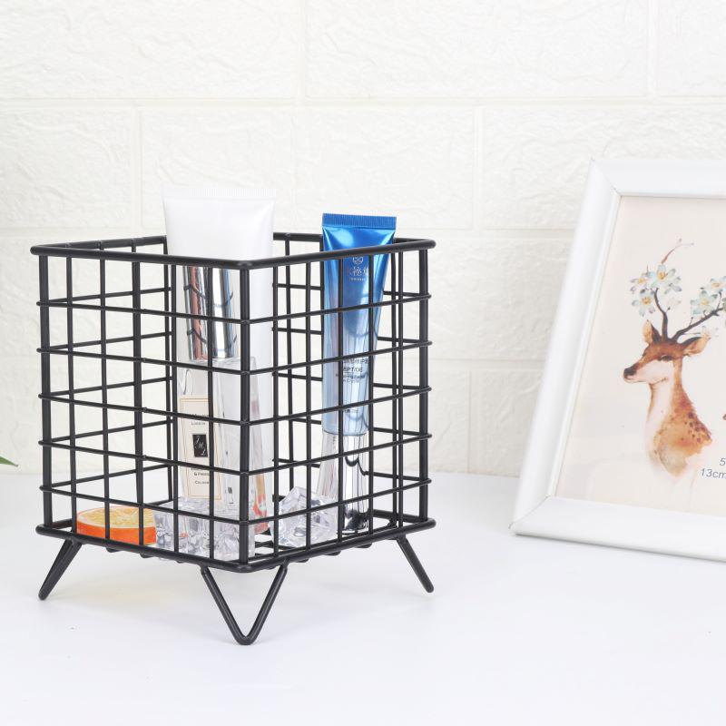 Nordic Wrought Iron Desktop Storage Basket - Cosmetic Organizer Rack