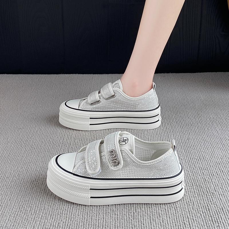 CRLAYDK Women's Mesh Slip On Skateboard Shoes Hook&Loop Summer Sneakers Breathable Casual Walking Tennis for Ladies