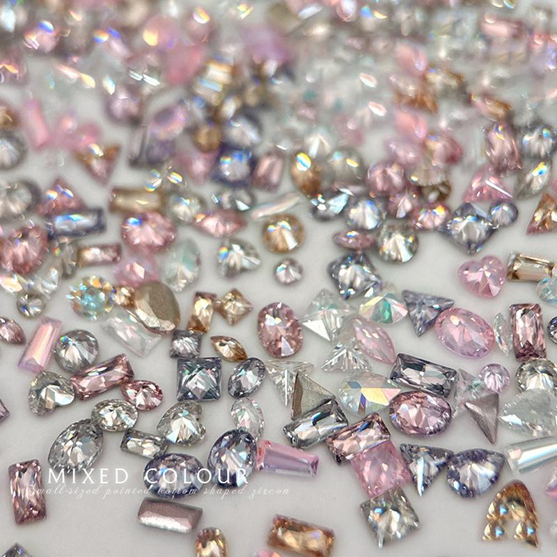 12 Gitter Gemischte Mini Zirkon Nagel Diamanten Pferdeaugen Diamanten Weiß Champagner Nagel Strass Glänzend Bunte Nagel Juwelen Nagel Charms