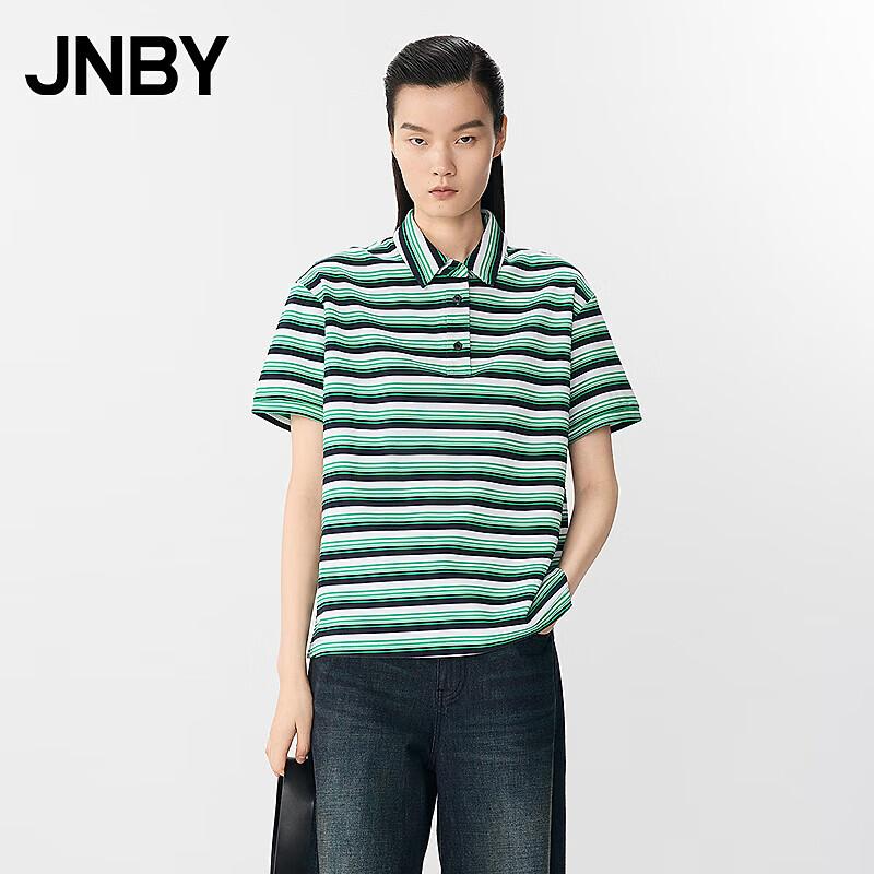 JNBY 2025 Summer Striped POLO Neck Short Sleeve T-Shirt M