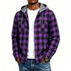 Men's Plaid Flannel Hoodie Fashion Casual Long Sleeve Pullover Sweatshirt with Hood
