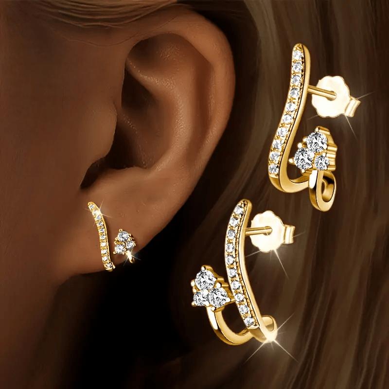 Exquisite funkelnde Zirkon Geometrische Ohrringe für Damen, Modisch und schlicht für den täglichen Gebrauch, Party-Geschenke