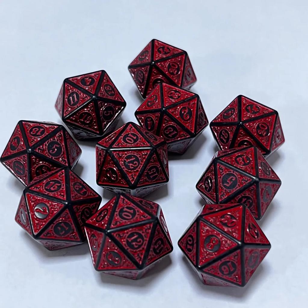 10 pezzi/lotto Dadi Poliedrici 20 Facce Set di Dadi Digitali Vintage D4 D6 D8 D10 D12 D% D20 per TRPG Intrattenimento Festa Gioco da Tavolo Dadi