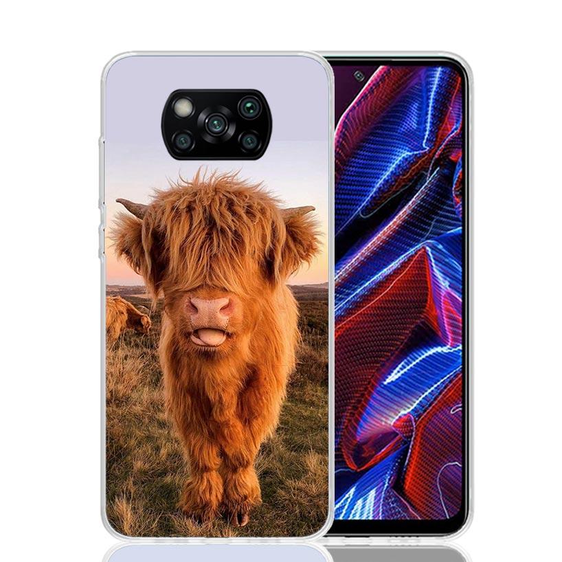 Cute Highland Cow Phone Case For Xiaomi Poco X7 X6 X5 Pro F7 Ultra Redmi 15C 15 13 13C 12 12C 10 10A 10C 9 9A 9C 9T Cover Poco X
