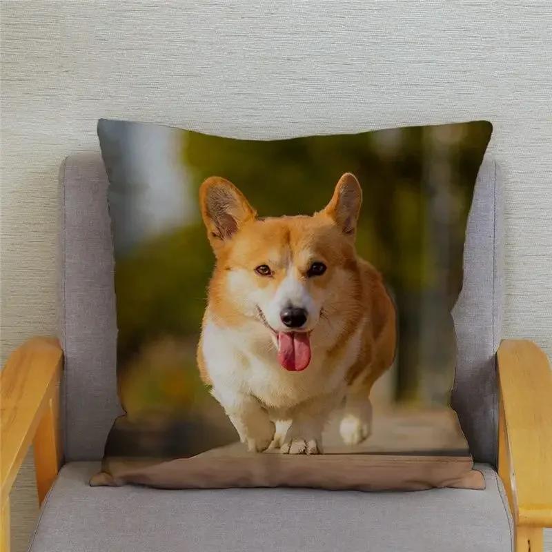 Cute Welsh Corgi Pembroke Dog Cushion Cover Pillow Case Home Decor Animal   Sofa Car