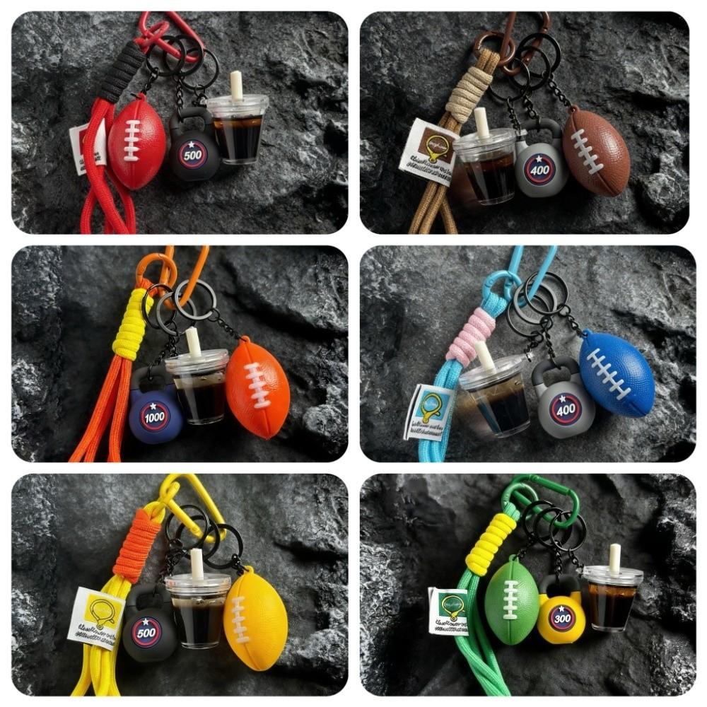 Dopamine Rugby Dumbbells Keyring Detachable Iced Americano Pendant Fitness Series Keychain Gifts