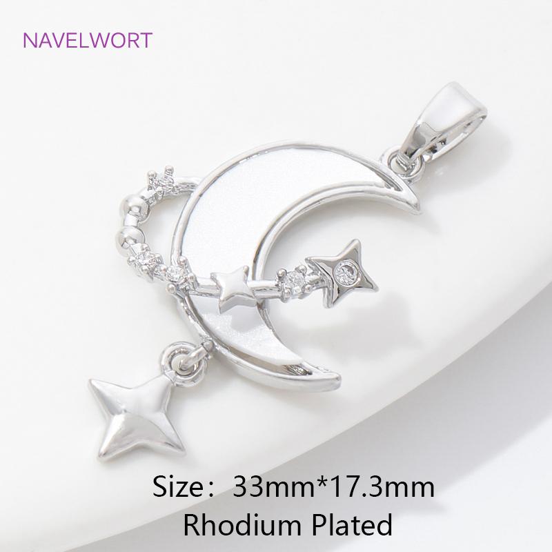 

Pendants For Necklace Accessories 18K Gold Plated Brass Inlaid Zircon Moon/Star Charm Pendant DIY Jewelry Making Supplies 1 piece