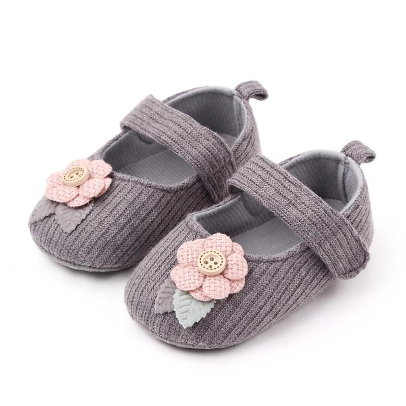 Baby Kleinkind Schuhe Baumwolle Rutschfeste Weiche Sohle Kleine Blumendekoration Kinder Indoor Strick-Sneaker