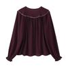 European Style Beaded Embroidery Long Sleeve Round Neck Shirt 577023