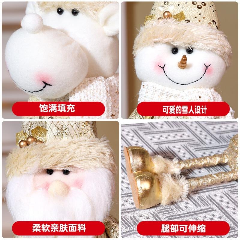 Christmas new old man snowman retractable doll ornament Christmas gold sequined pointed hat standing doll ornament