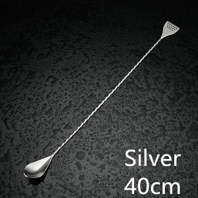 40cm Stainless Steel Cocktail Bar Spoon Japanese Style Best Bartender Bar With Strainer Tail Silver Copper Gold Barware