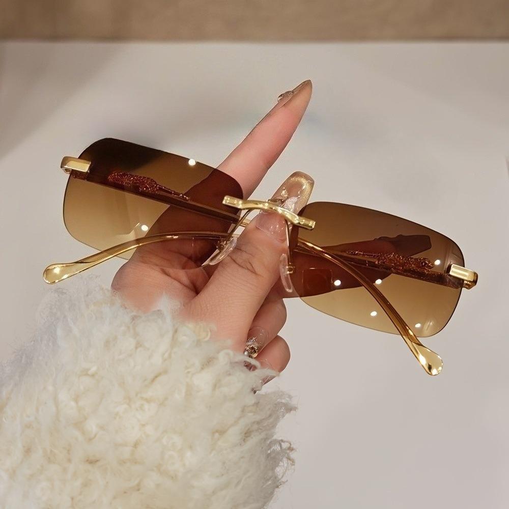 1Pcs Retro Sunglasses Men Fashion Rimless Sun Glasses Shades Cutting Lens Frameless Eyeglasses