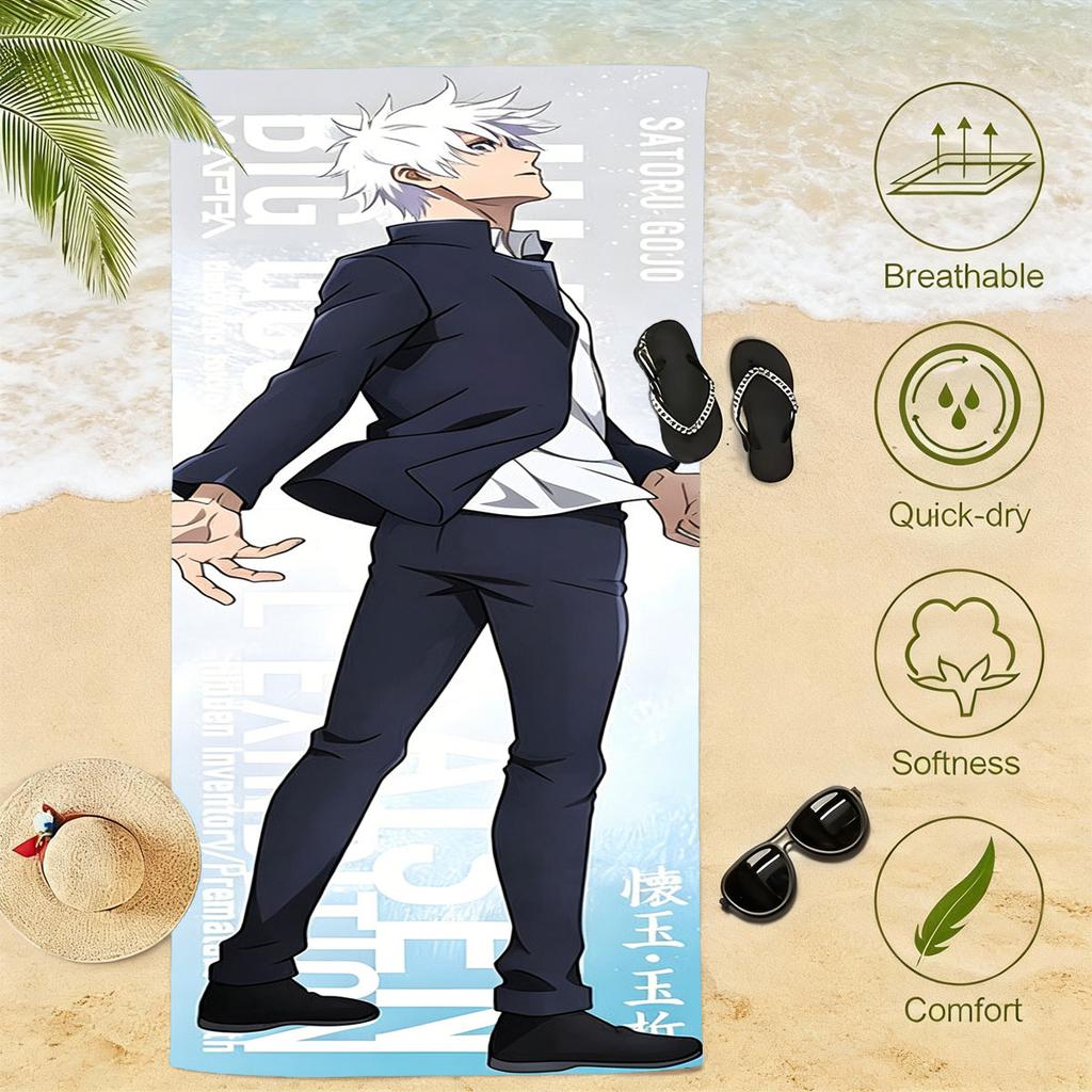 1pc Jujutsu Kaisen Beach Towel Japanese Anime Microfiber Quick Dry Soft Skin Friendly Gym Sports Towel Fashion Beach Accessories