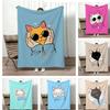Cartoon H-Hands Cupping Cat Cheeks Throw Lightweight 240g Flannel Blanket Soft Skin-friendly for Summer Cooling