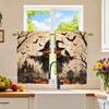 2PCS Digital Printed Curtains, Halloween Scarecrow Pumpkins Graveyard Bats, Vintage Spooky Haunted House Window Decor Room