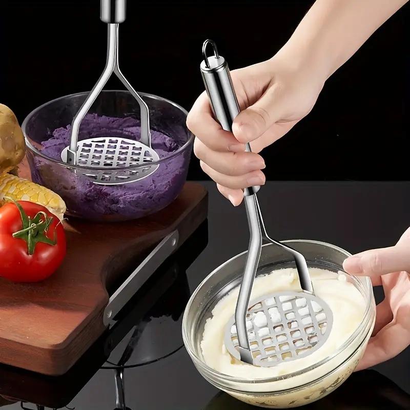 1Pc Stainless Steel Potato Masher Manual Kitchen Press for Smooth Potato Mash Durable, Comfortable Handle, Fine Mesh Filter
