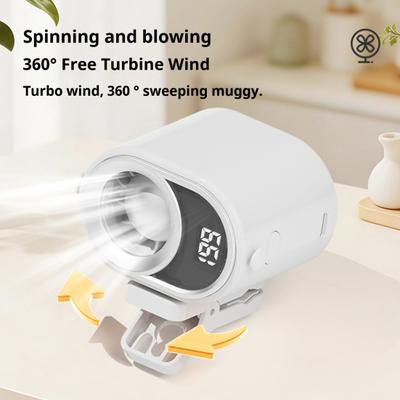 Mini Clip-on Fan with Night Light LCD Display Stepless Speed Personal Desk Fan USB Rechargeable Portable Outdoor Travel Cooling Fan