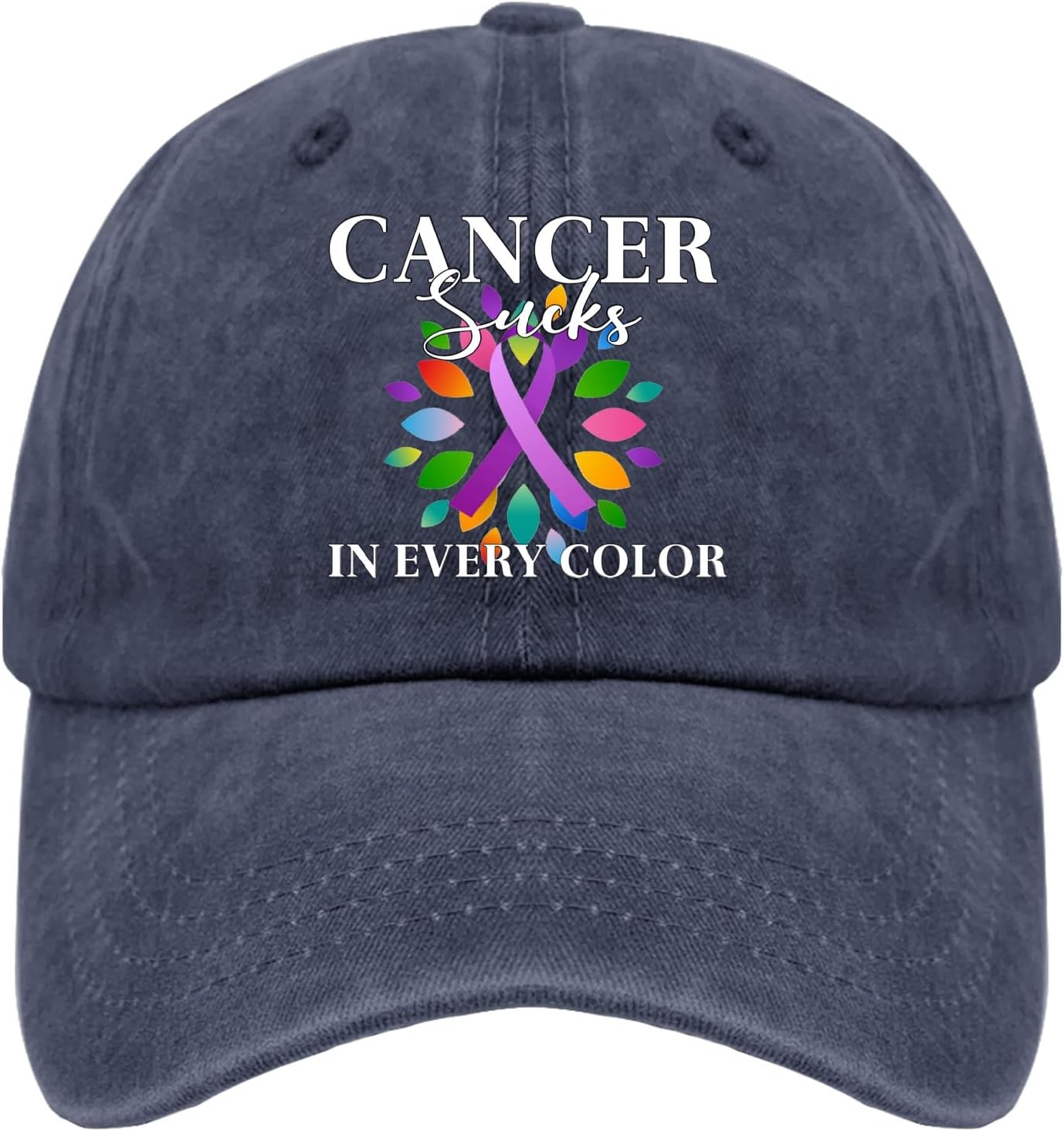 

Cancer Sucks In Every Color Awareness Ribbon Baseball Cap Polyester Casual Adjustable Adult Hat One Size