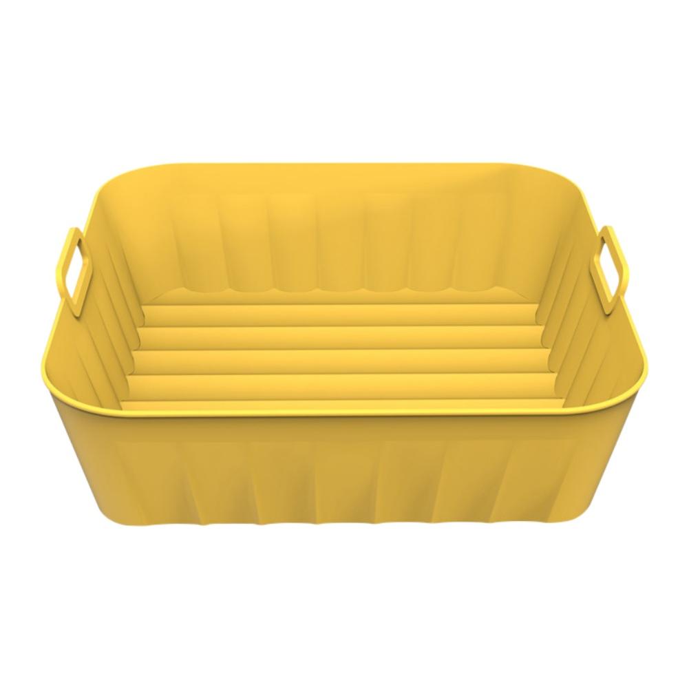 Silikon-Luftfritteusenkorb, quadratische Luftfritteusen-Silikoneinlagen, leicht zu reinigende Luftfritteusenpfanne mit tragbarem Griff, wiederverwendbares Kochen