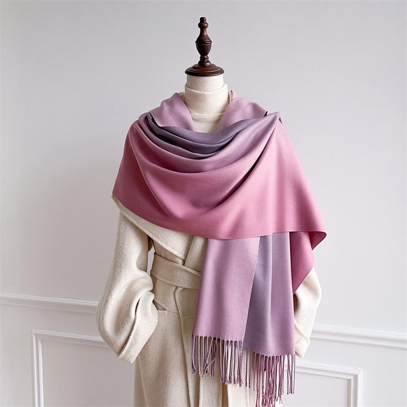 Luxury Winter Cashmere Scarf Women Gradient Handkerchief Warm Pashmina Female Shawl Wrap Soft Pareo Bufanda Winter Hijabs Stole