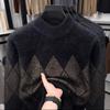 Winter Arrival Men's O-Neck Thicken Pullover Sweater Original Color Blocked Cold Proof Warm Commute Menswear