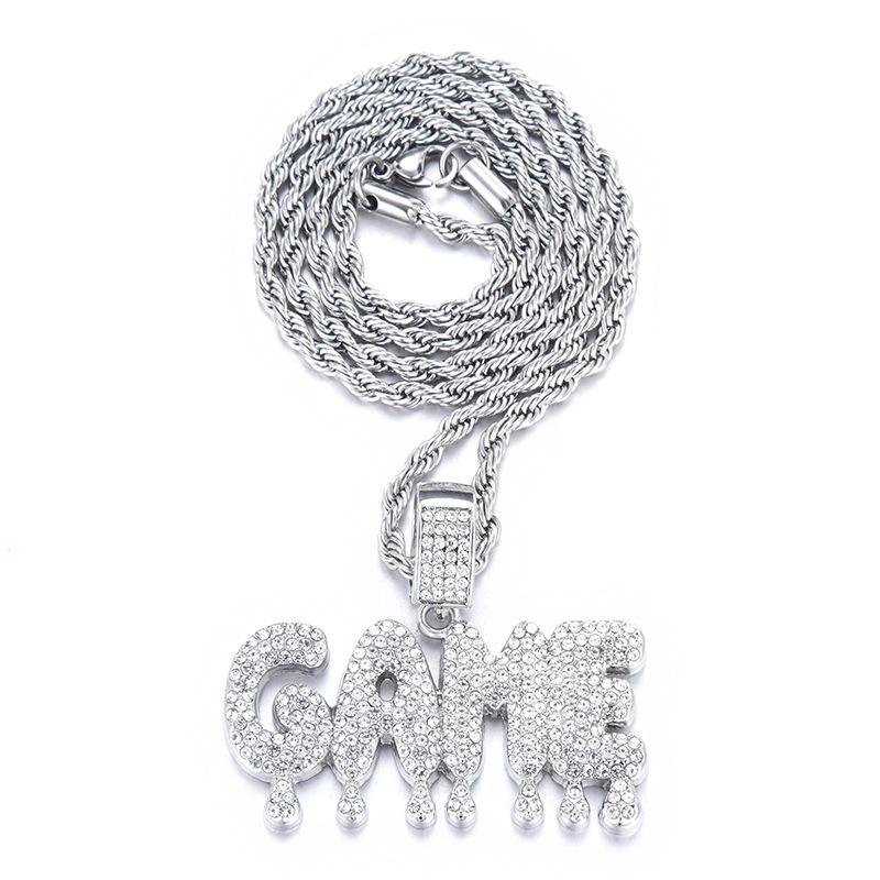 

POMOiii Новый кулон в стиле хип-хоп, индивидуальный, полный бриллиантов, игровые буквы, креативные аксессуары в виде капель, кубинская цепочка, мужской кулон для сращивания