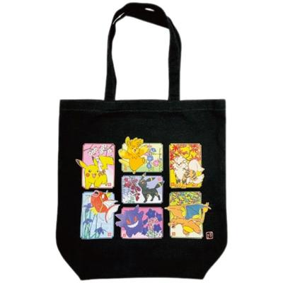 Marimo Craft Japanese Pattern Tote Pokémon Bag, Black, Approx. W360xH370xD120mm, PKM-911