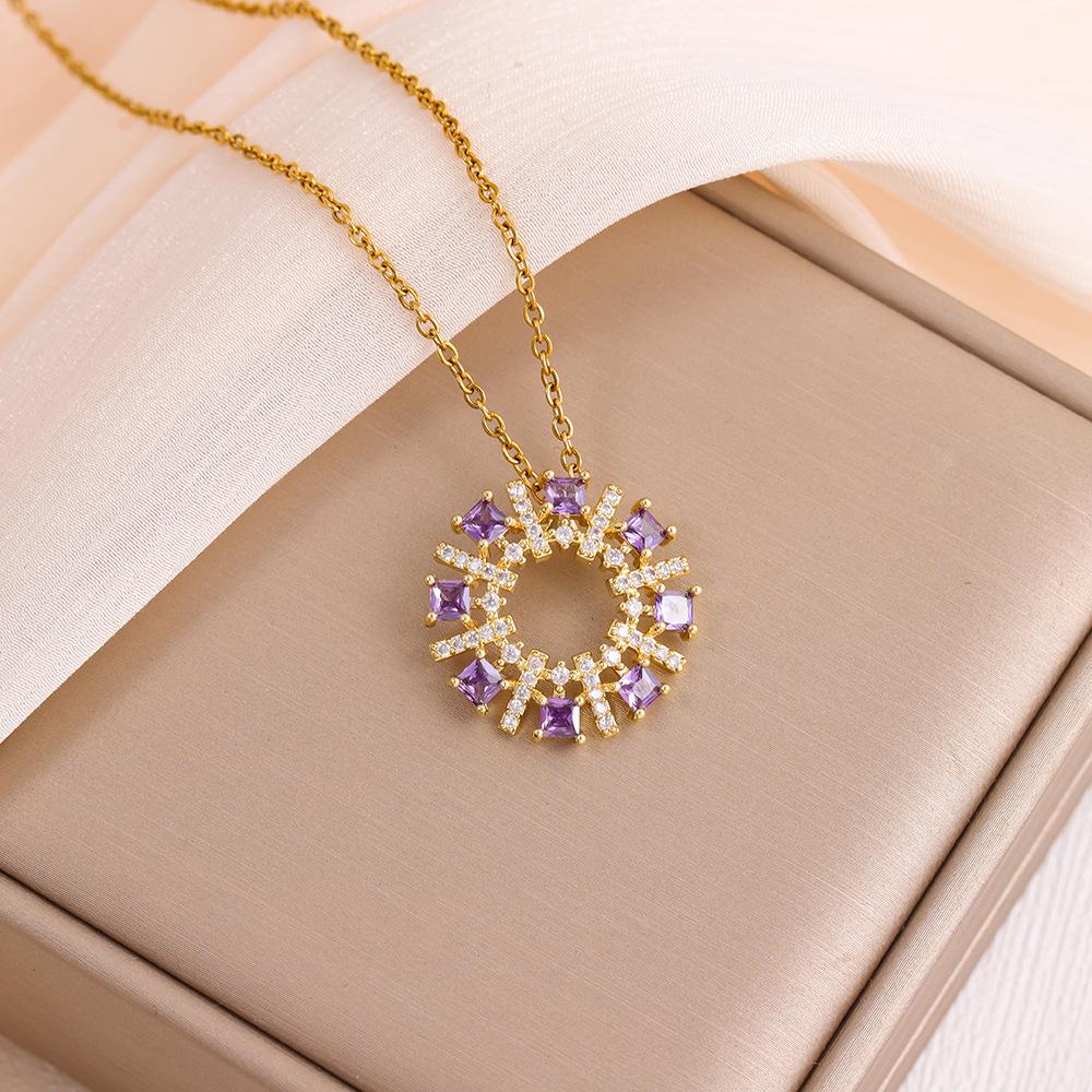 New Copper Micro-inlaid Color Zirconium Necklace Sweet Flower Pendant Personalized Color Sunflower Temperament Jewelry Gift