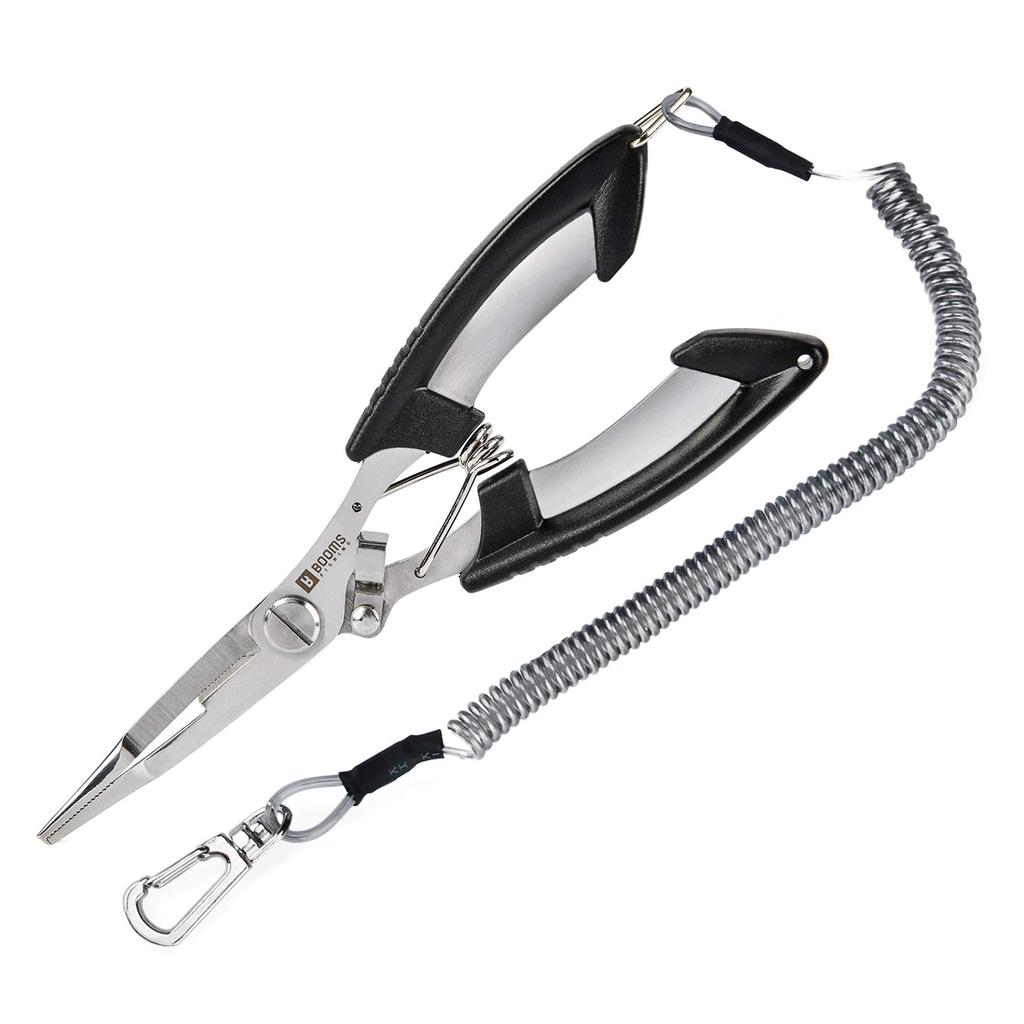 Booms Fishing H1 Fishing Pliers, Cuts PE Line, Removes Hooks, Includes Butt Rope, Black