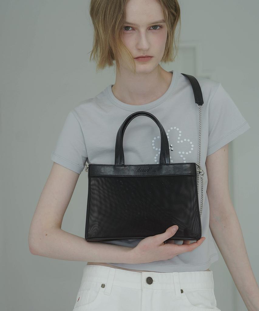 Heeari Marie Mesh Crossbody Tote Bag_Black