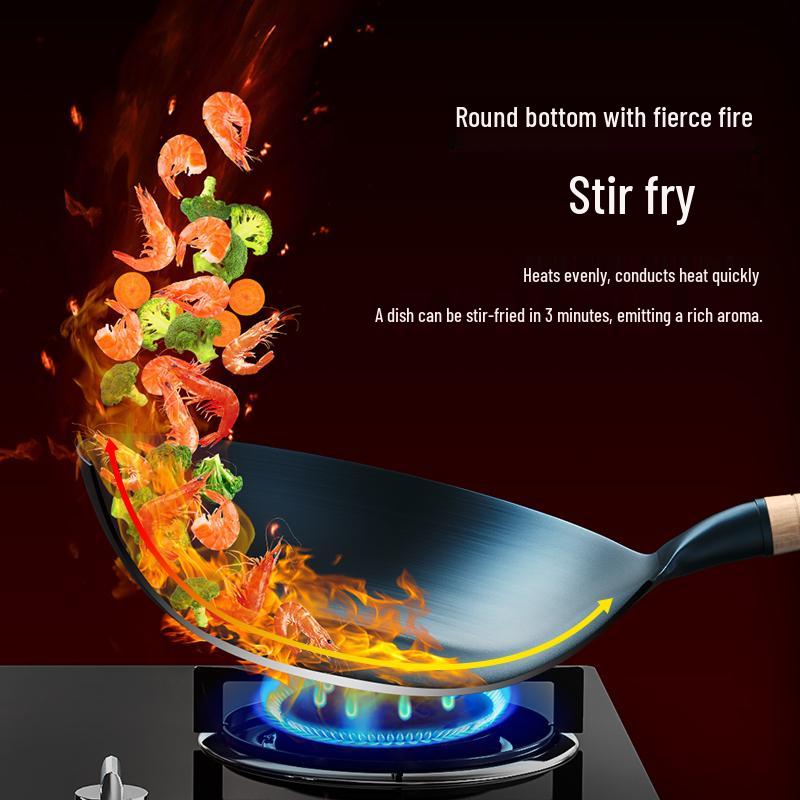 Classic Non-Stick Iron Frying Pan with Silicone Ladle for Home & Commercial Use