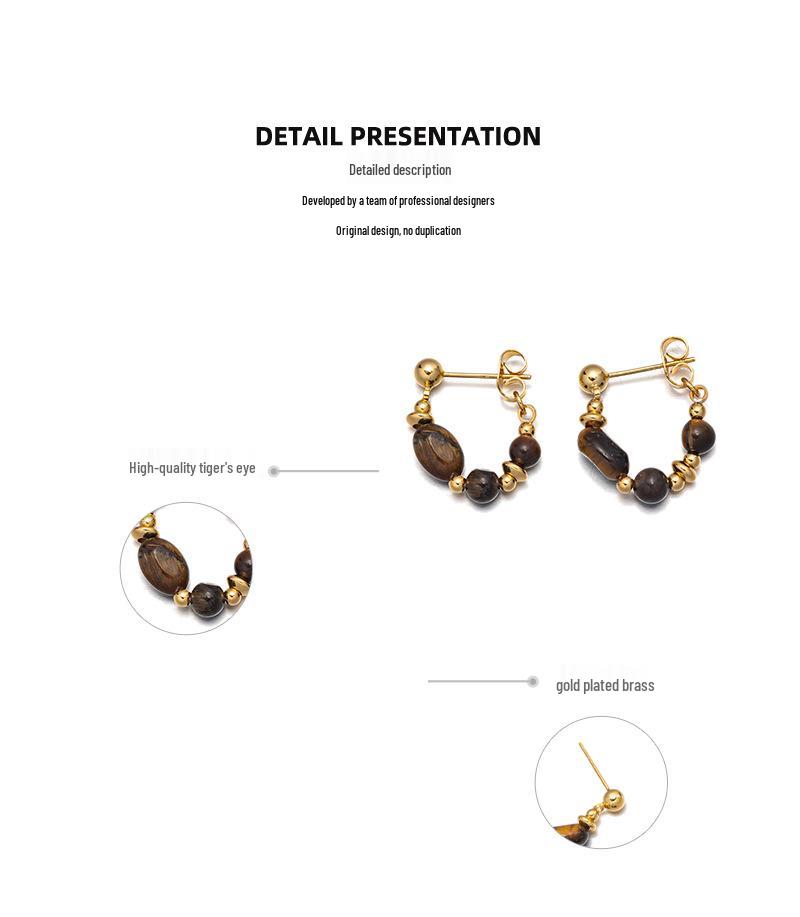 Meillard Nische Tigerauge 18k Titanstahl Halskette: Hochwertige vielseitige Pulloverkette für Damen