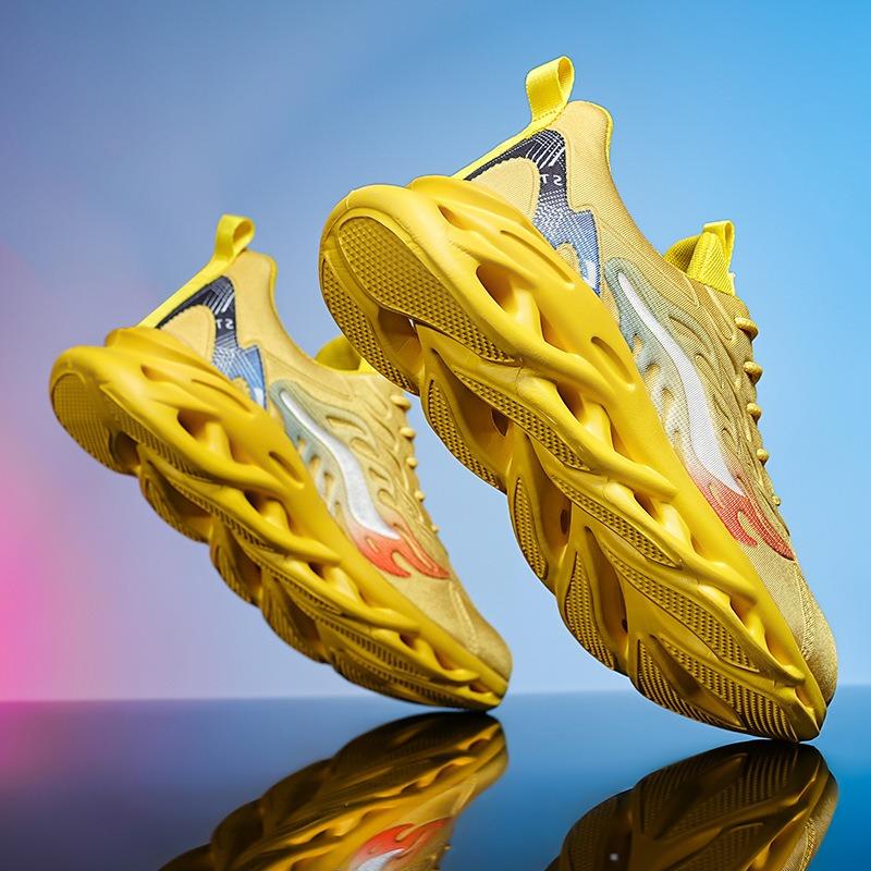 Herren Slip-on Sneaker mit Klingensohle Atmungsaktives Strickmaterial Rutschfest Stoßdämpfend Freizeit-Sportschuhe