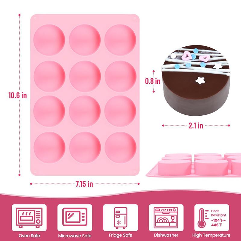 Chocolate Covered Oreos Mold 12-Cavity Non-Stick Round Silicone Oreo Cookie Molds for Chocolate Candy Mini Cakes Jelly Ice Cube