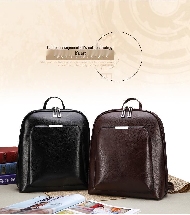 Damen Retro Koreanischer Weiches Leder Vielseitiger Rucksack & Umhängetasche
