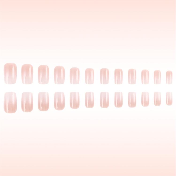 24x Glänzende Vollabdeckende Falsche Nägel Kurz Quadratisch Press-On Nägel Gradient Aufklebbare Nägel Einfache Künstliche Acryl-Nägel