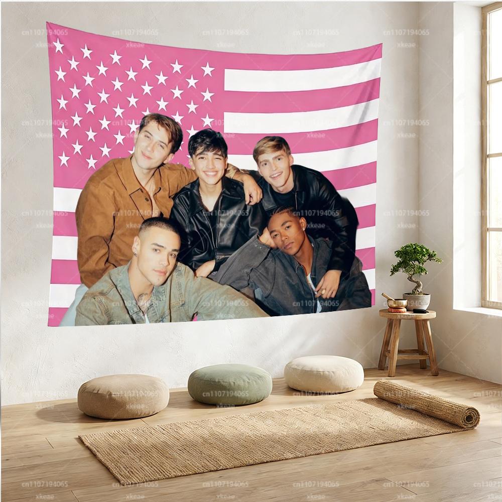 Santos Bravos Pink American Flag Tapestry, Boy Band Wall Hanging Decor For Bedroom Living Room Dorm, Perfect Gift For Fans