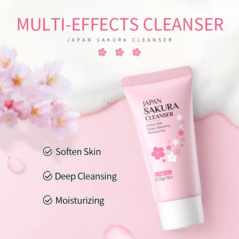 Sakura Oczyszczający Żel do Twarzy Koreańskie Serum do Twarzy Peeling Złuszczający Nawilżający Tonik Krem pod Oczy Krem z Filtrem Kosmetyki Zestaw do Pielęgnacji Skóry