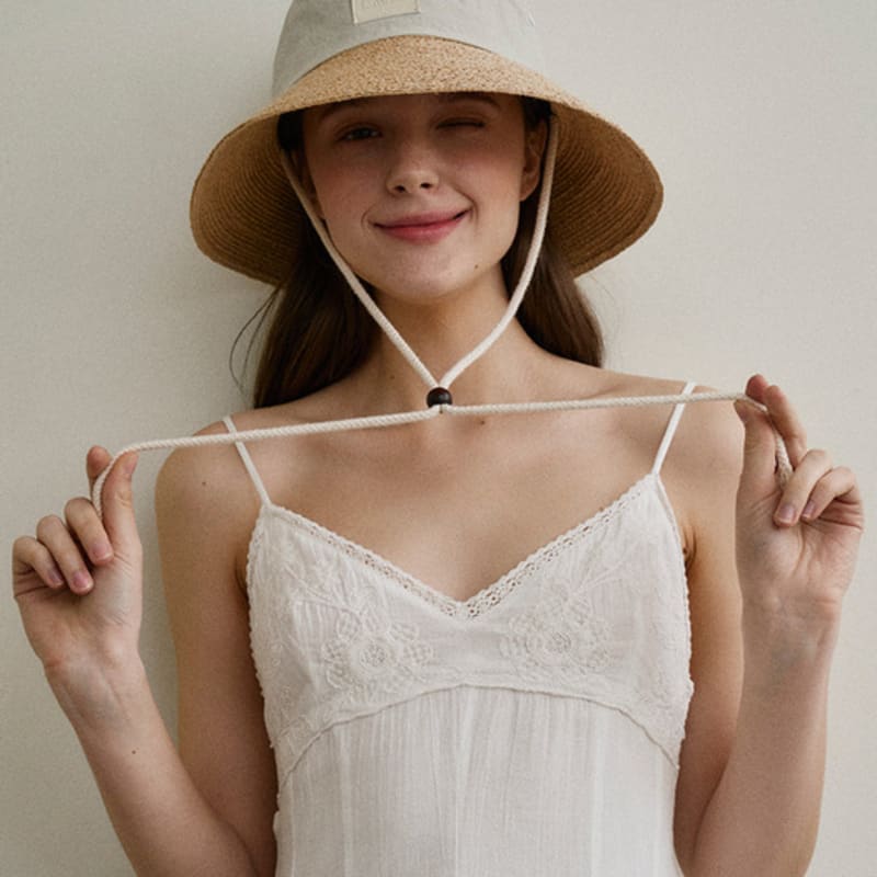 Marchen Combi anorak raffia bucket hat_4color