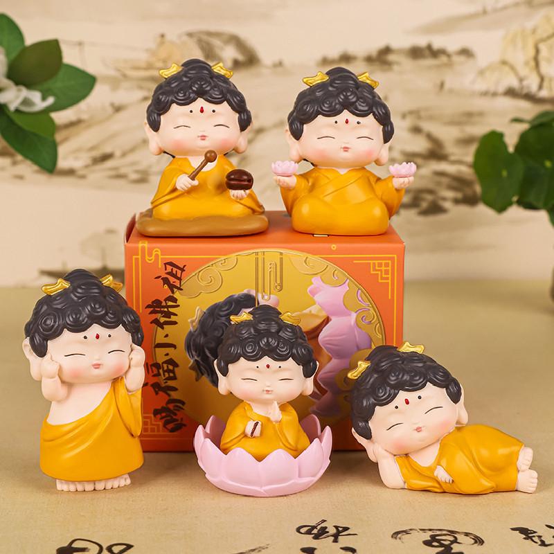 Resin Buddha Blessing Bodhisattva Lotus Figurine Car Ornament Mini Decor Gift