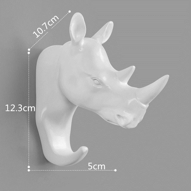 Home Decorate Wall Art Hook Resin Simulation Animal Head Craft Storage Hanger for Clothes Keychain Hat Room Decoration Accessori